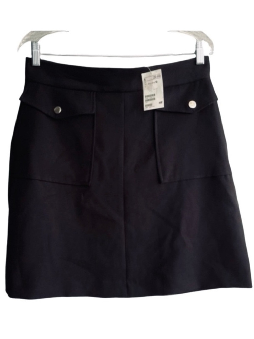 NEW H&M Black Mini Skirt Pockets Size 12